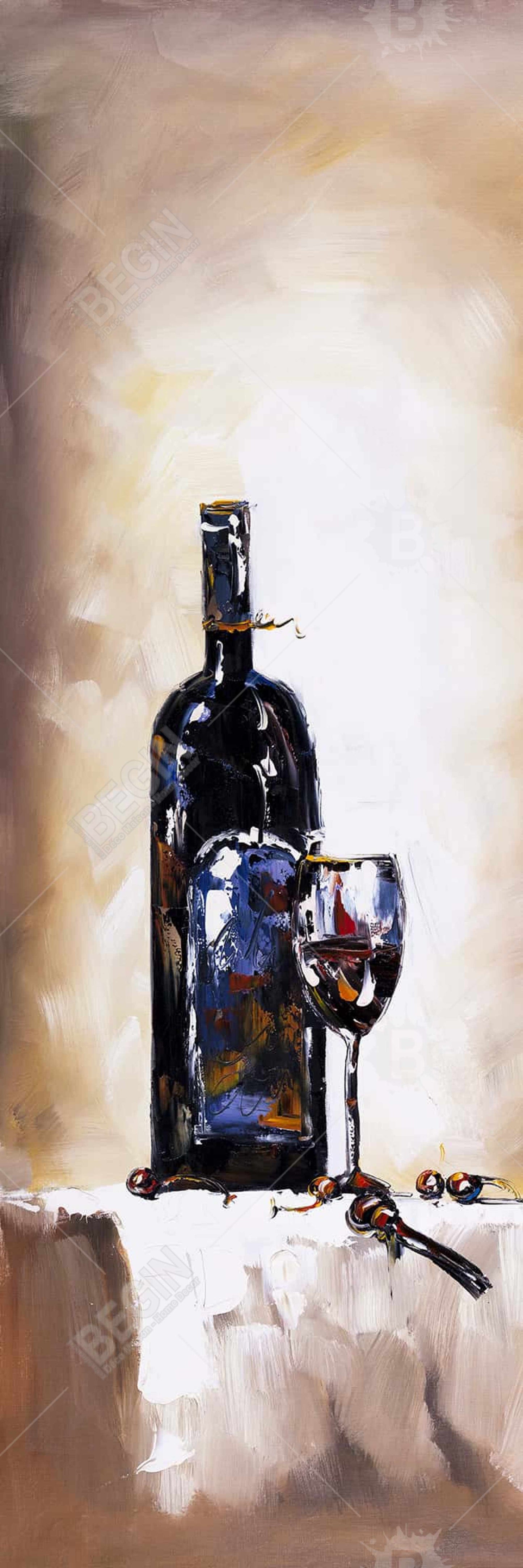 Toile encadrée Bouteille et verre de vin rouge | Décoration d'intérieur