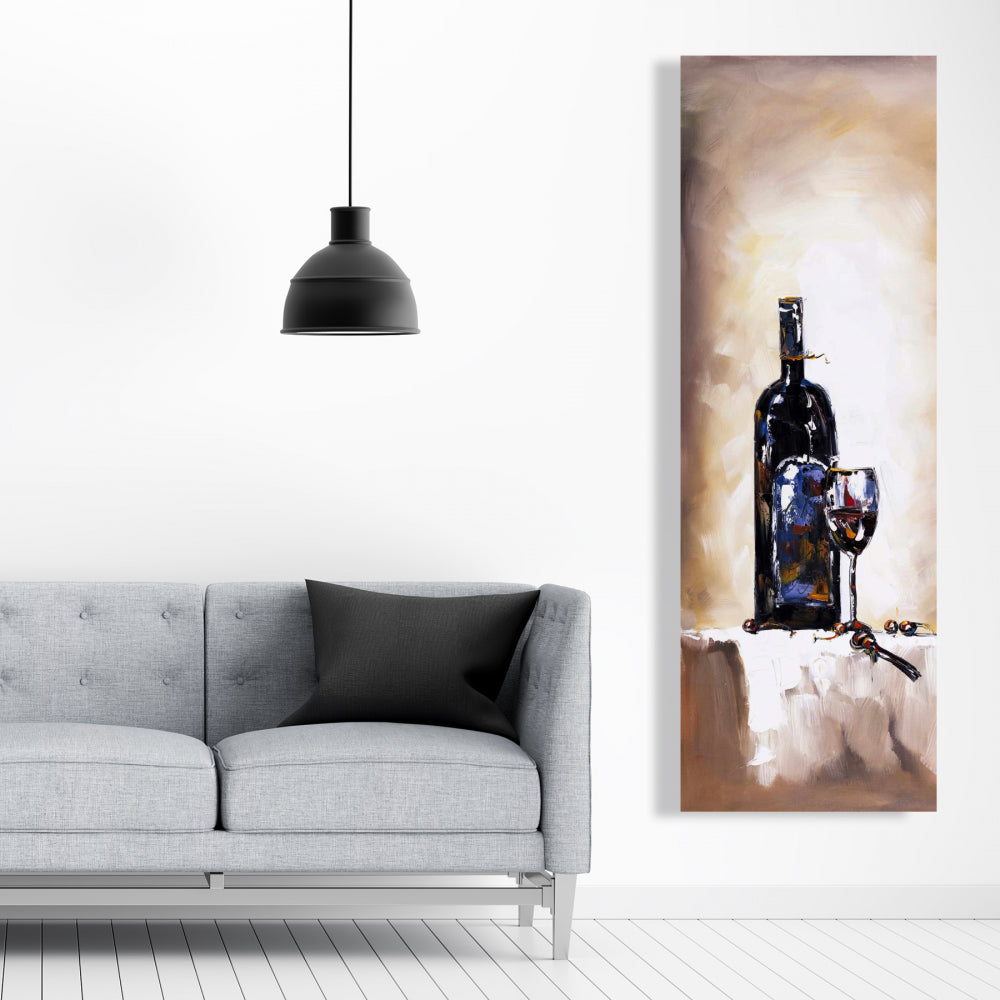 Object Blue Canvas | Bottle and Glass Red Wine Home Decor