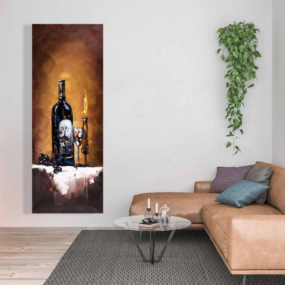Candlelit Wine Canvas | Contemporary Home Decor Art