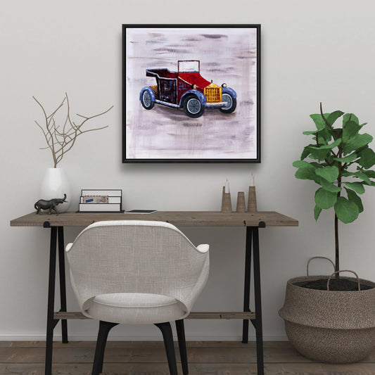 Toile de voiture jouet vintage | Décoration murale encadrée