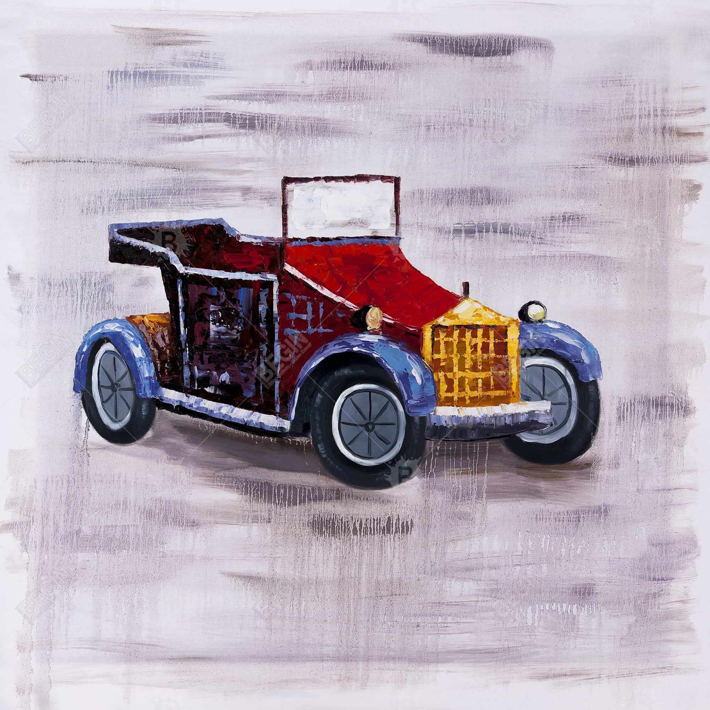 Toile de voiture jouet vintage - Décoration murale pour chambre à coucher