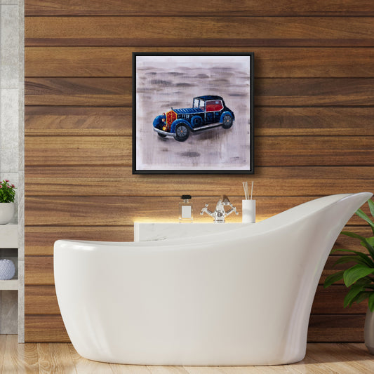 Toile encadrée bleue « Voiture miniature » | Décoration de chambre