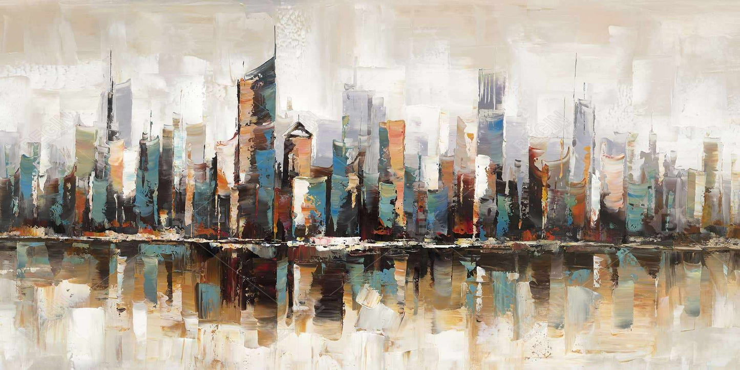 Toile de bâtiments abstraits | Décoration de chambre industrielle texturée