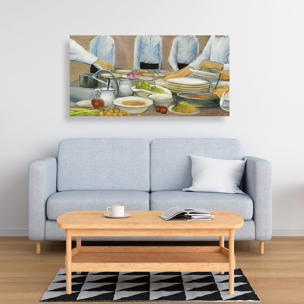 Blue Contemporary Canvas | Cook Chefs at Work Home Decor