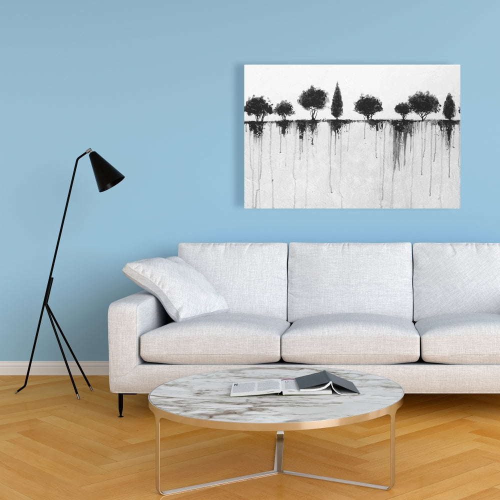 Industrial White Bedroom Canvas - Abstract Black Trees Decor