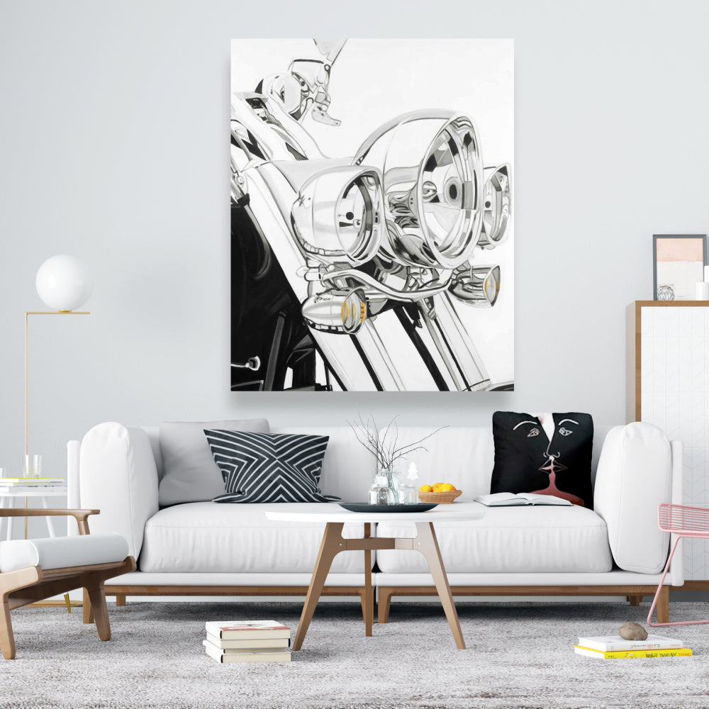 Motorcycle Light Canvas | White Bedroom Decor | Home Hobbies
