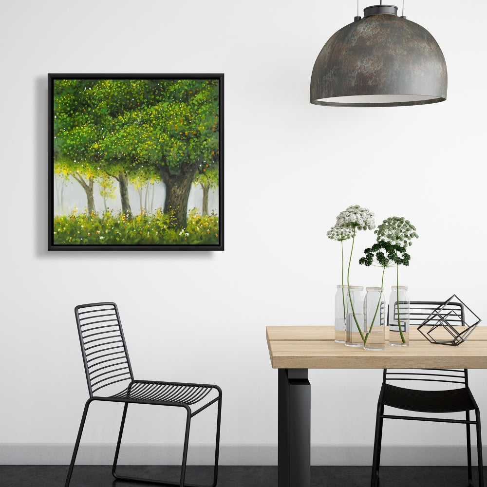Forest by Summer - Brown Landscapes Trees Framed Canvas Decor
