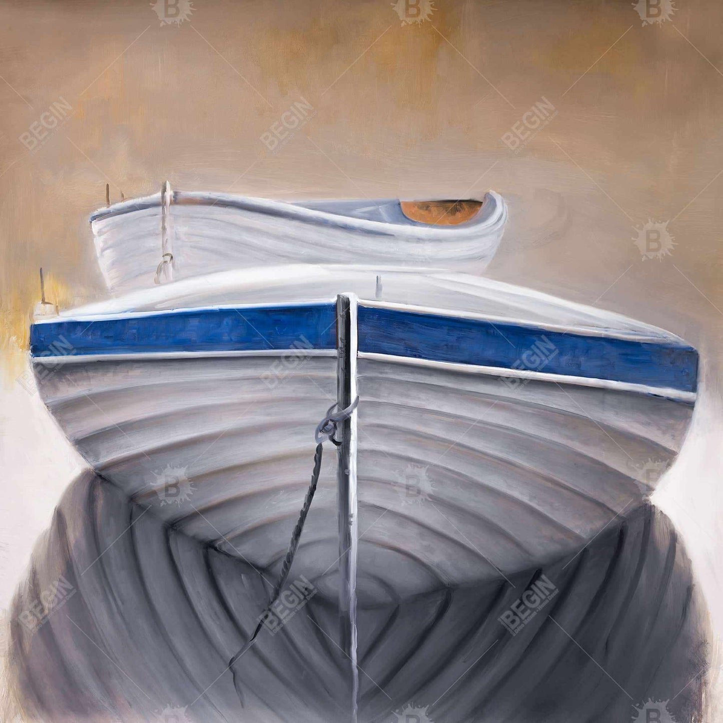 Two Canoe Boats Canvas | Contemporary Coastal Home Decor