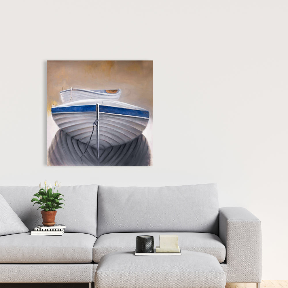 Two Canoe Boats Canvas | Contemporary Coastal Home Decor