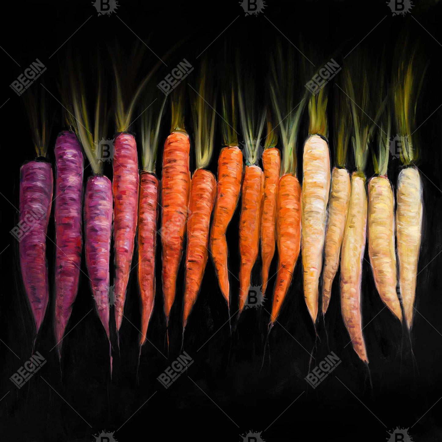 Colorful Carrots Canvas | Rustic Kitchen Wall Art Decor