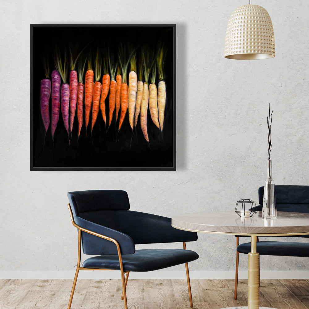 Colorful Carrots Canvas | Rustic Kitchen Wall Art Decor