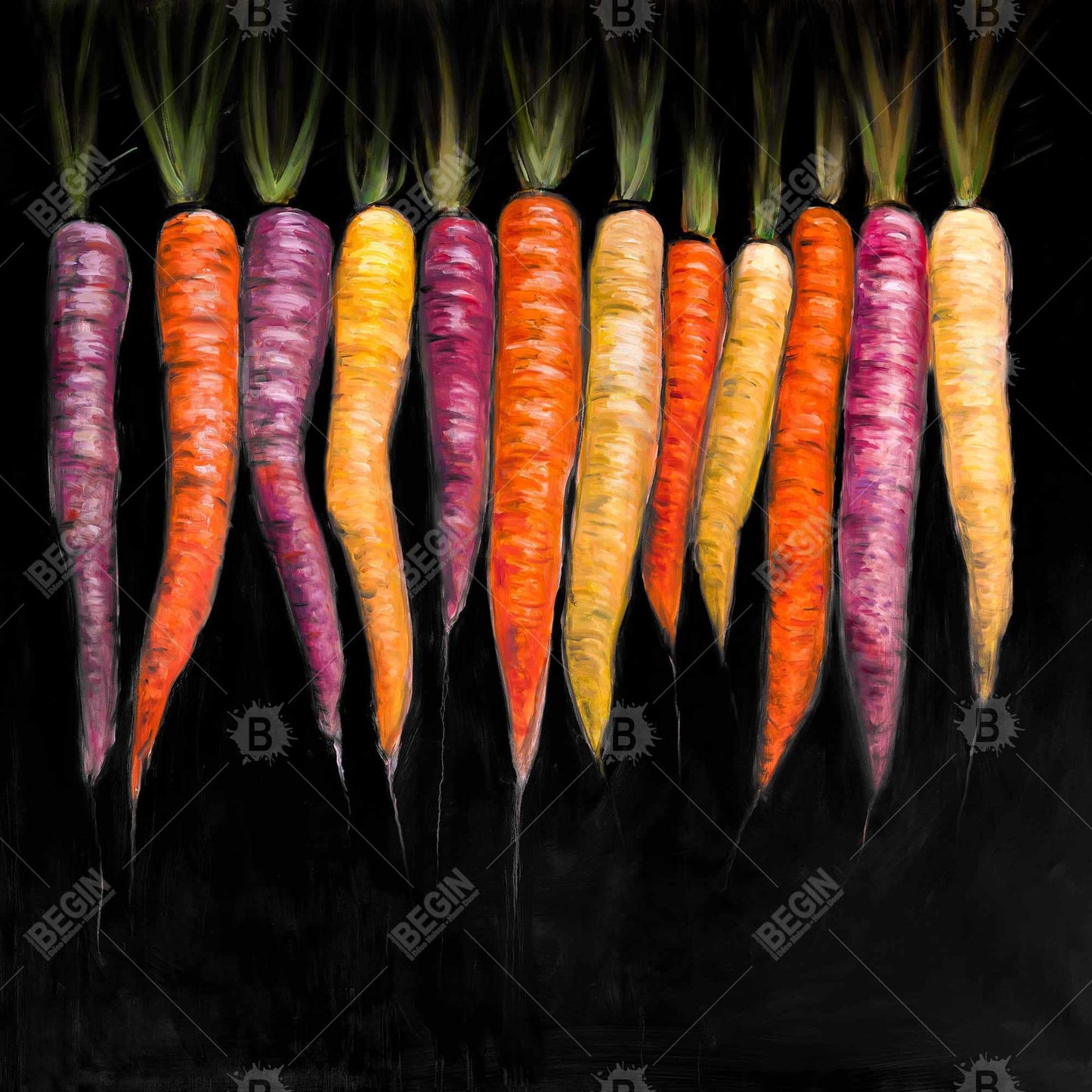 Purple Gastronomy Carrot Varieties Canvas - Rustic Home Decor