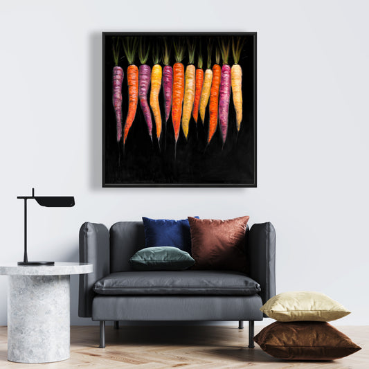 Toile « Variétés de carottes Purple Gastronomy » – Décoration d'intérieur rustique