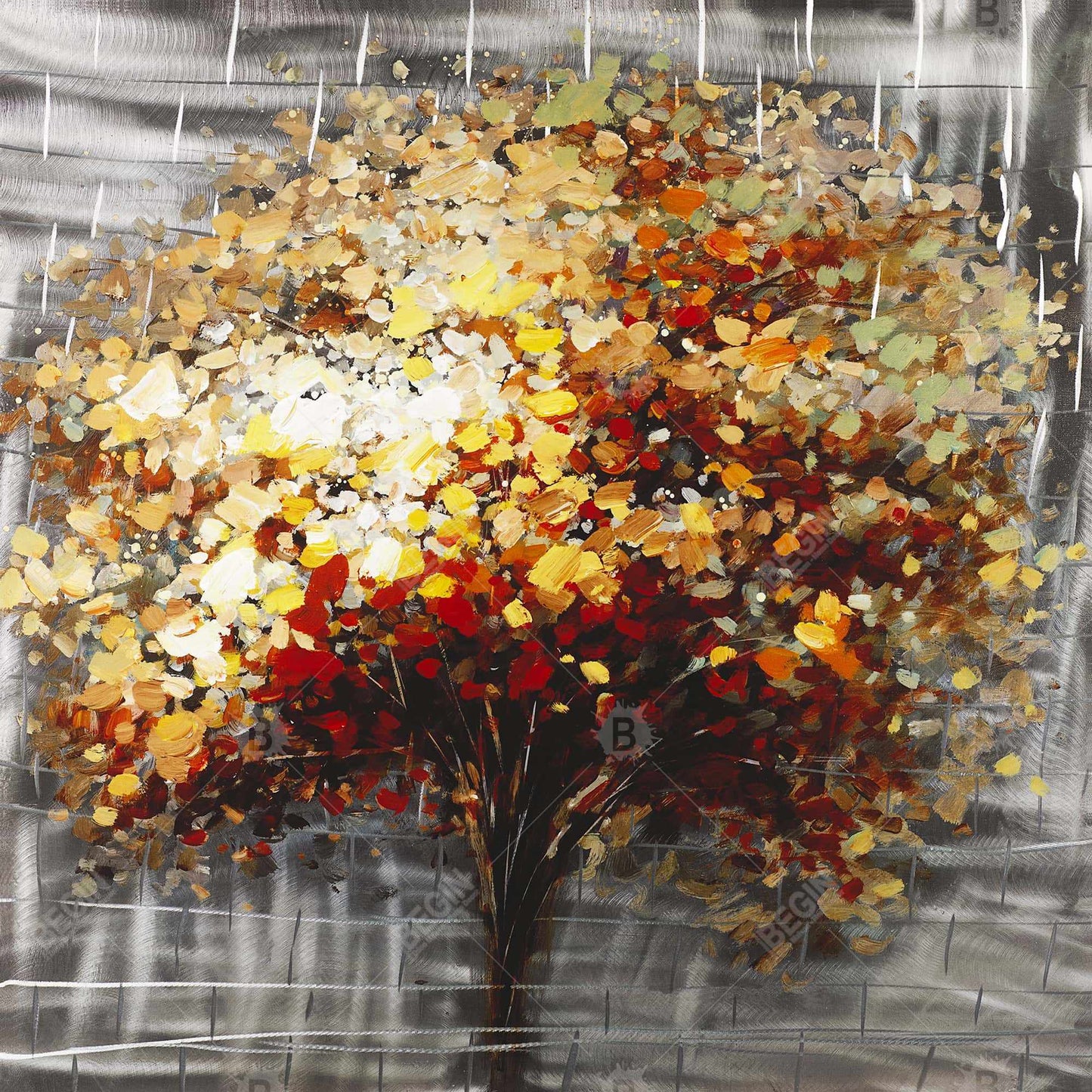 Arbre abstrait sur toile d'automne | Décoration d'intérieur contemporaine