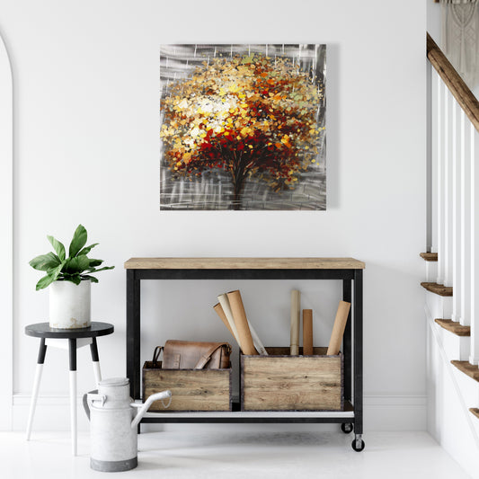 Arbre abstrait sur toile d'automne | Décoration d'intérieur contemporaine