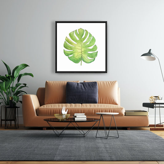 Toile encadrée à motif de feuilles tropicales | Décoration botanique pour la maison