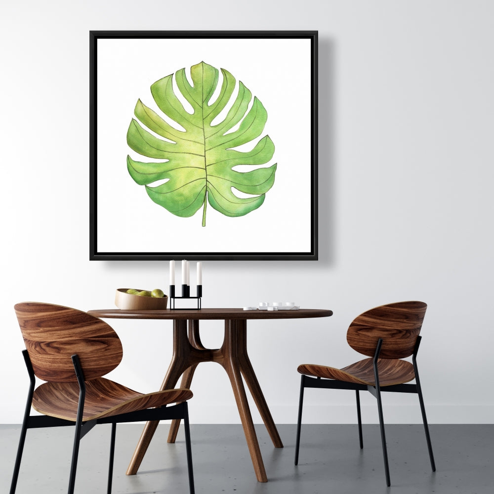 Toile encadrée à motif de feuilles tropicales | Décoration botanique pour la maison