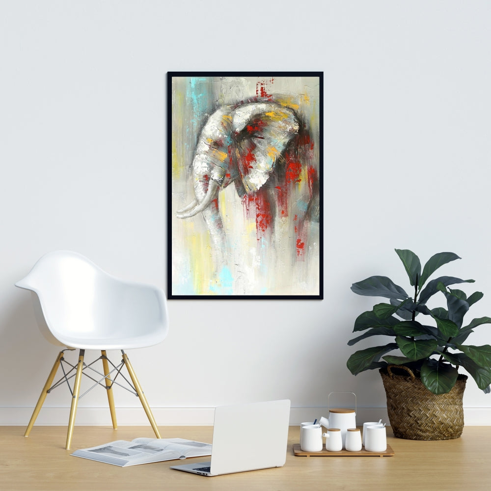Abstract Paint Splash Elephant - Red Bedroom Canvas Decor