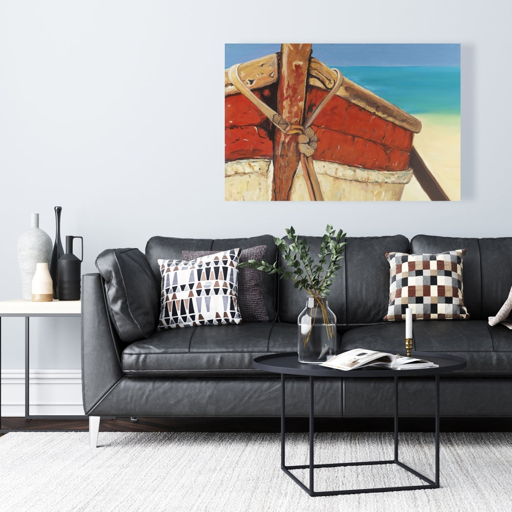 Boat Bedroom Blue Canvas | Tied Up Rowing Boat Decor