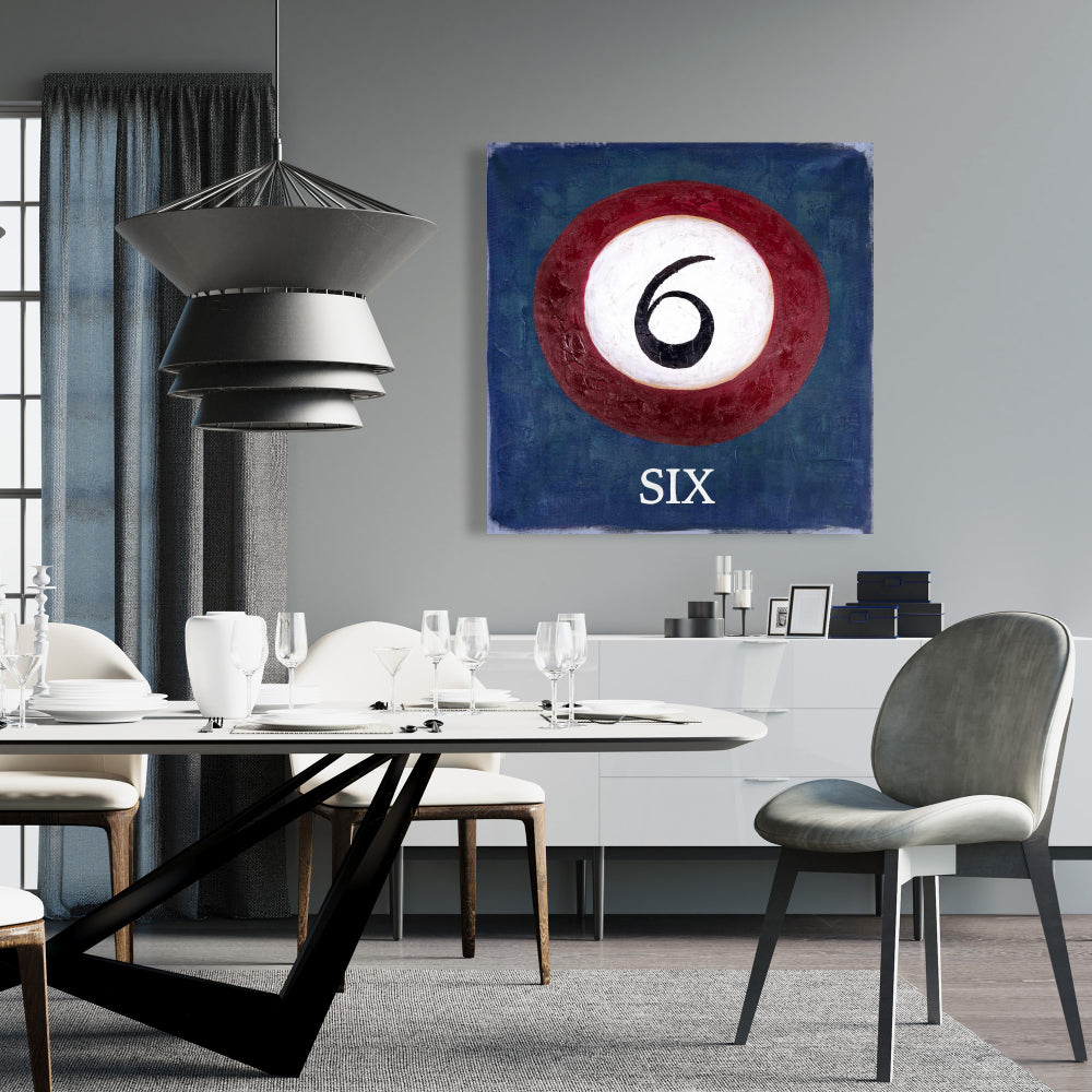 Billiard Ball No. 6 Blue Canvas | Home Decor | Sports Art