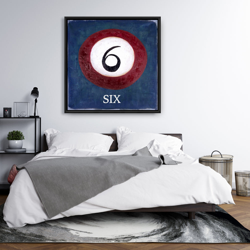 Industrial Office Hobbies | Billiard Ball No6 Framed Canvas Decor