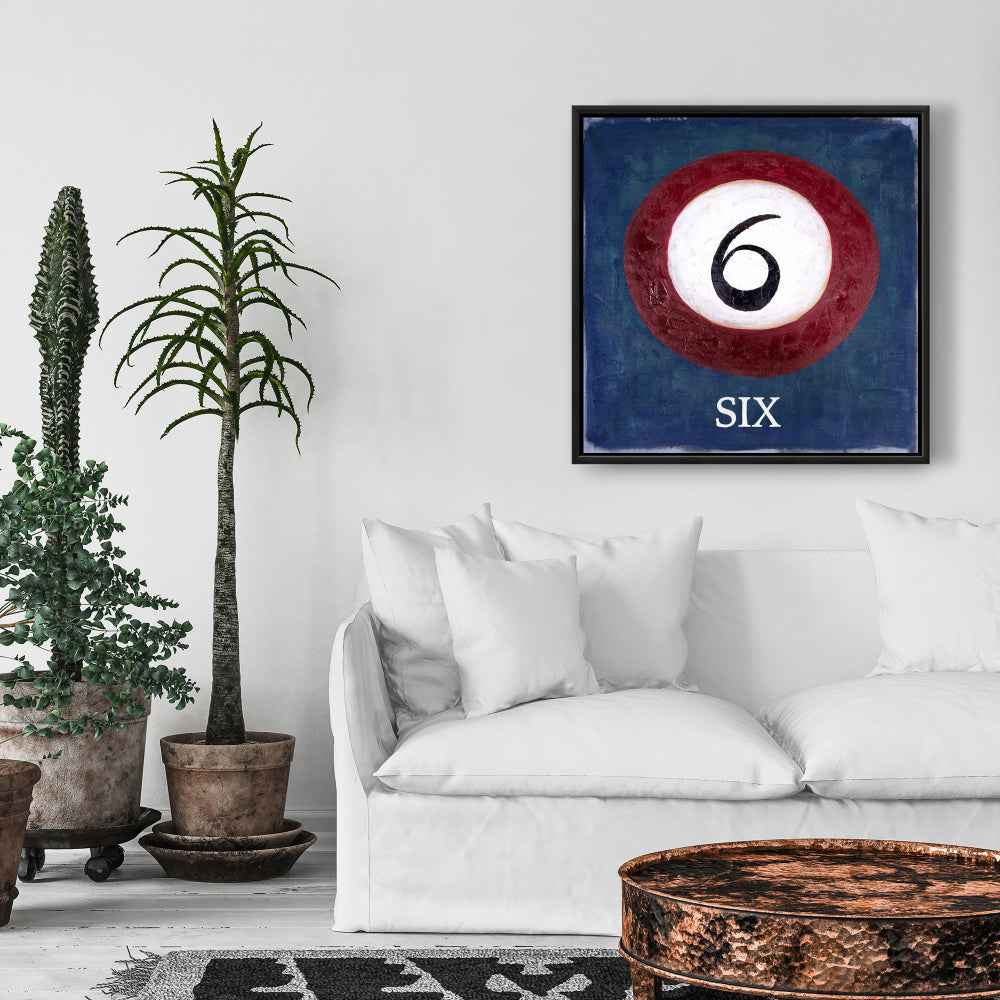 Industrial Office Hobbies | Billiard Ball No6 Framed Canvas Decor