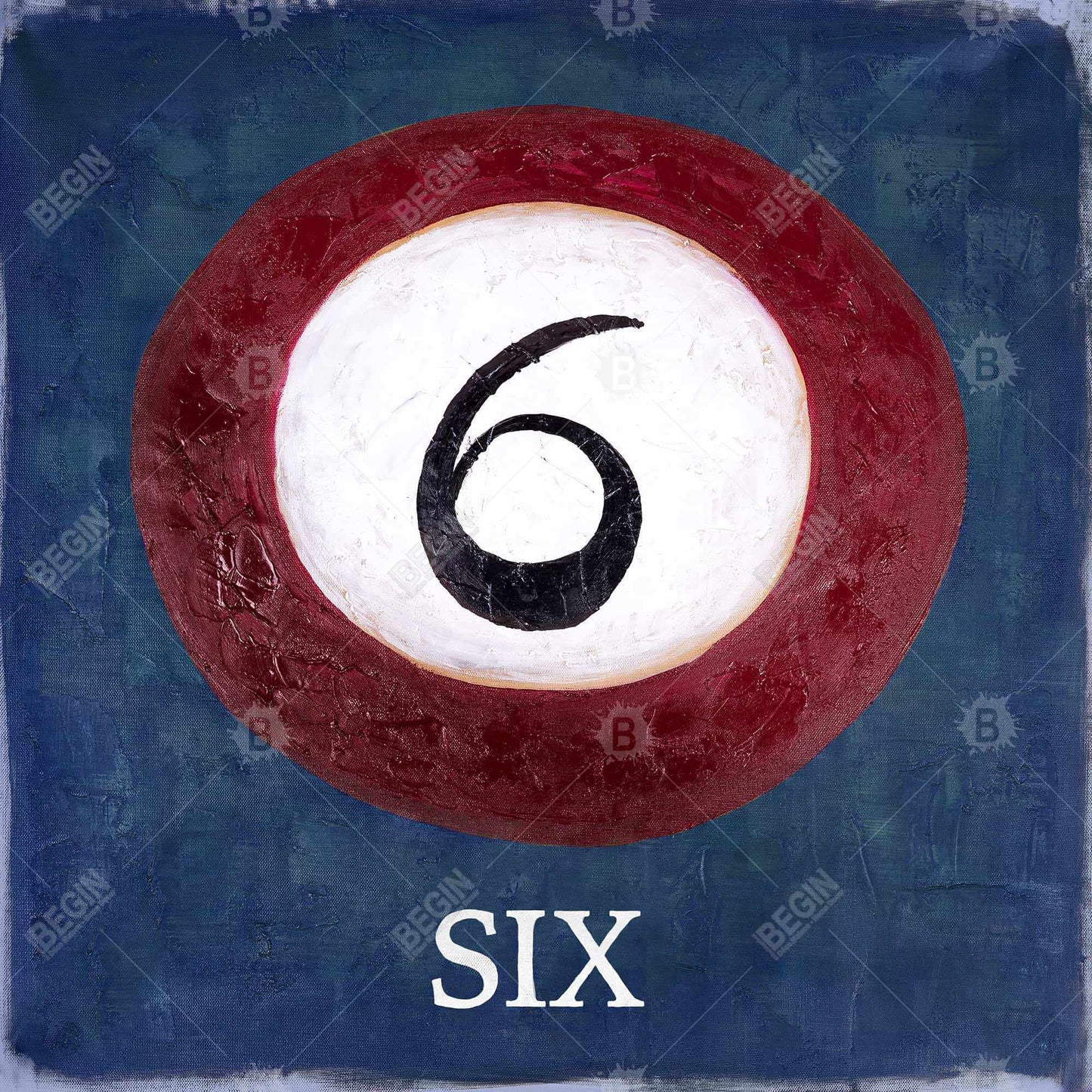 Billiard Ball No. 6 Blue Canvas | Home Decor | Sports Art