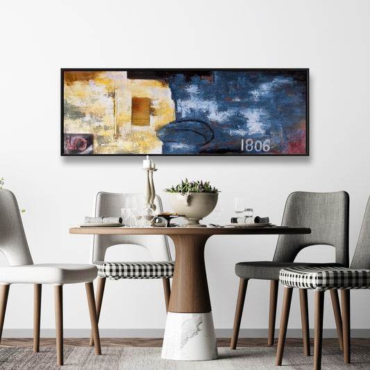 Blue Shapes Abstract Art Canvas | Framed Home Decor Wall Art