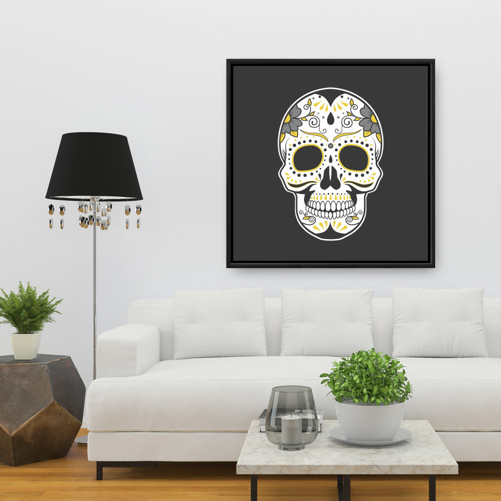 Mexican Sugar Skull Art | Framed Canvas Home Decor
