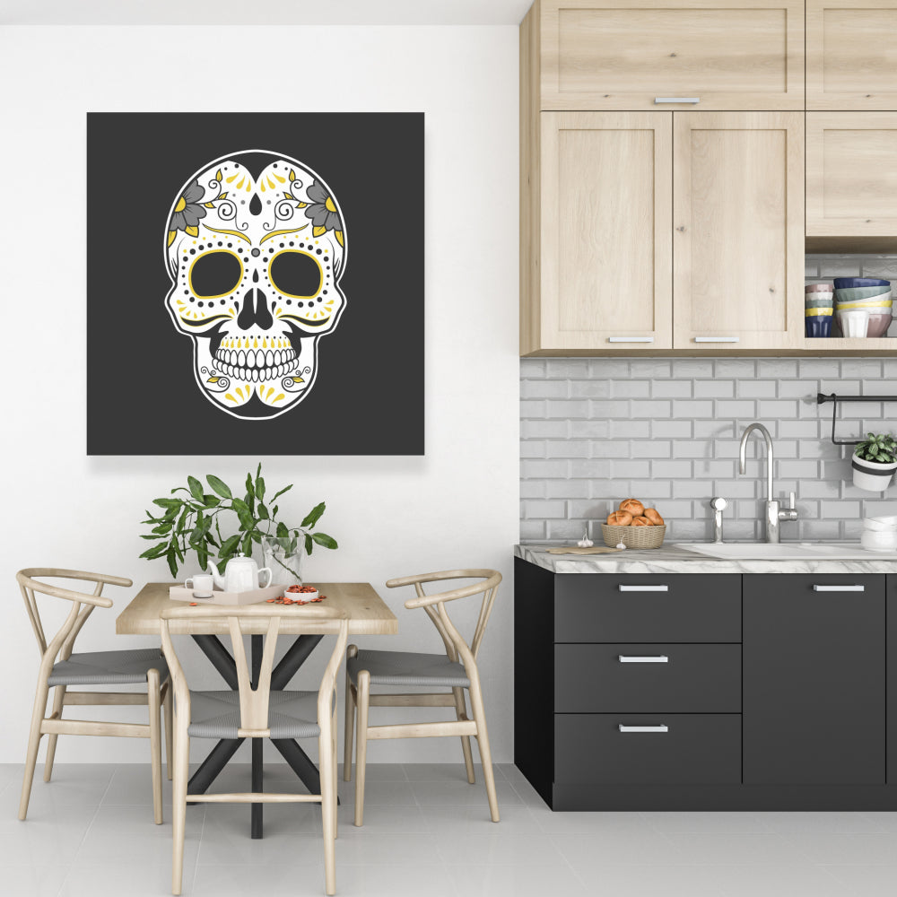 Mexican Sugar Skull Art Canvas | Bedroom Decor Skull Art