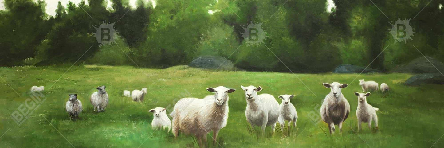 Rustic Farm Animals Canvas | Fields of Sheep Bedroom Decor