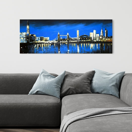 Toile Skyline de Londres bleue | Décoration d'intérieur | Paysage urbain