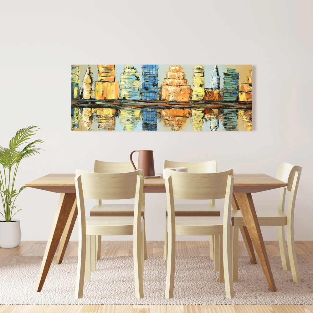 Blue Cities Canvas | Abstract Colorful City Home Decor Art
