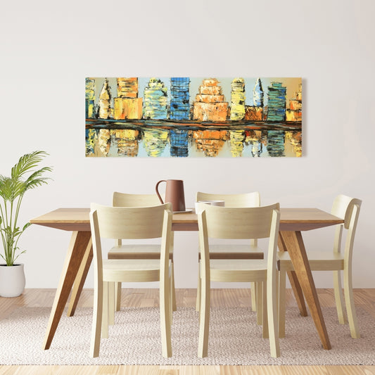 Blue Cities Canvas | Abstract Colorful City Home Decor Art