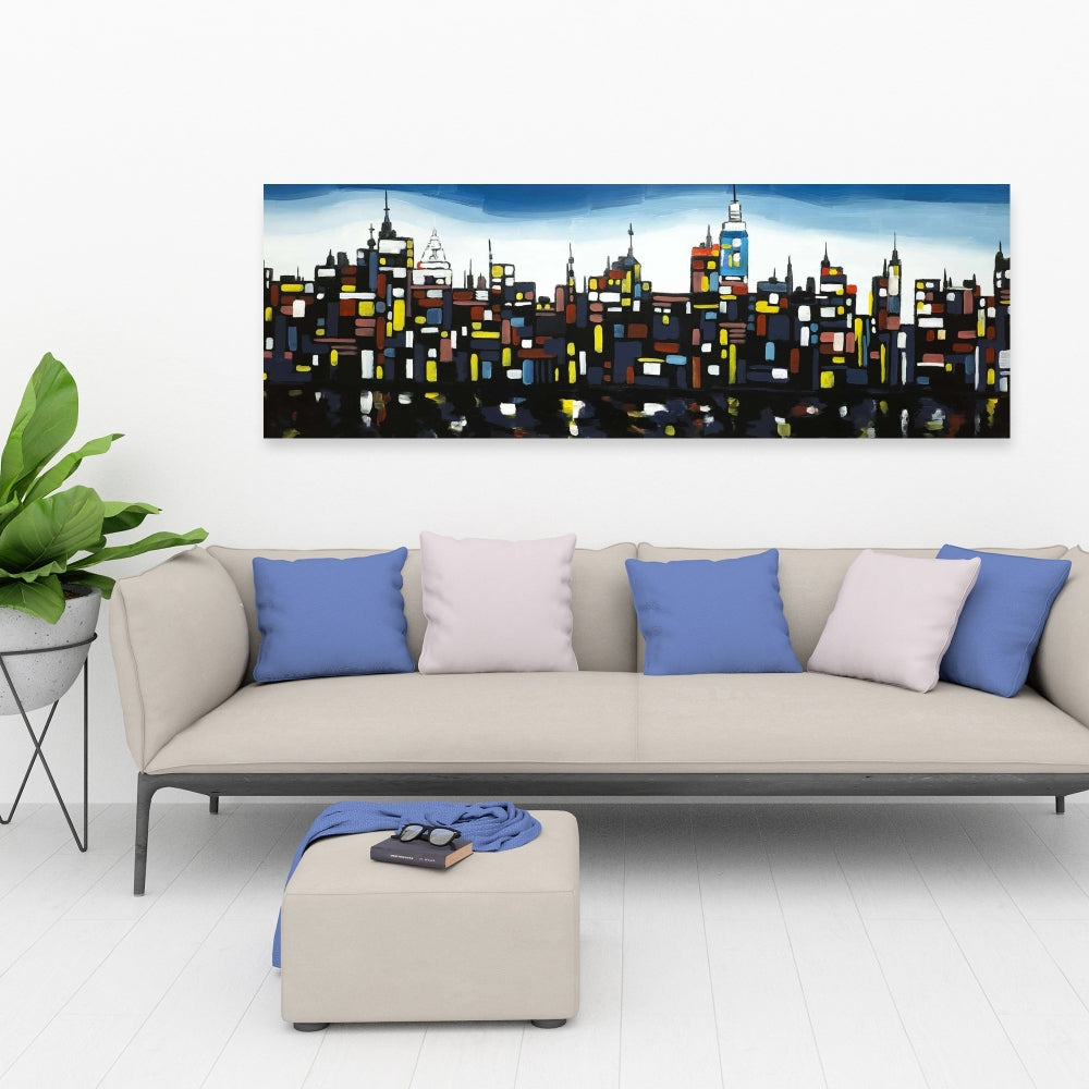 Colorful Buildings Canvas - Modern Cityscape Wall Art Decor