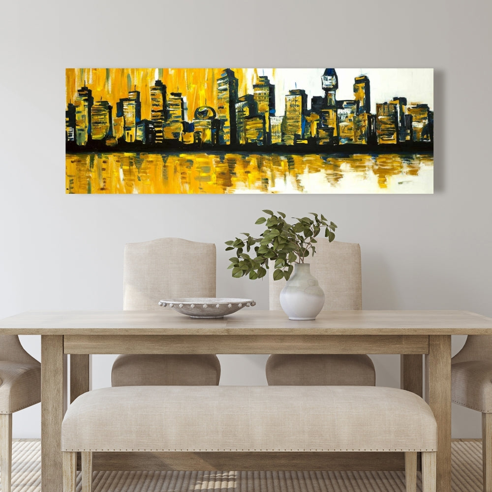 Toile Ville Jaune - Décoration murale contemporaine pour chambre à coucher