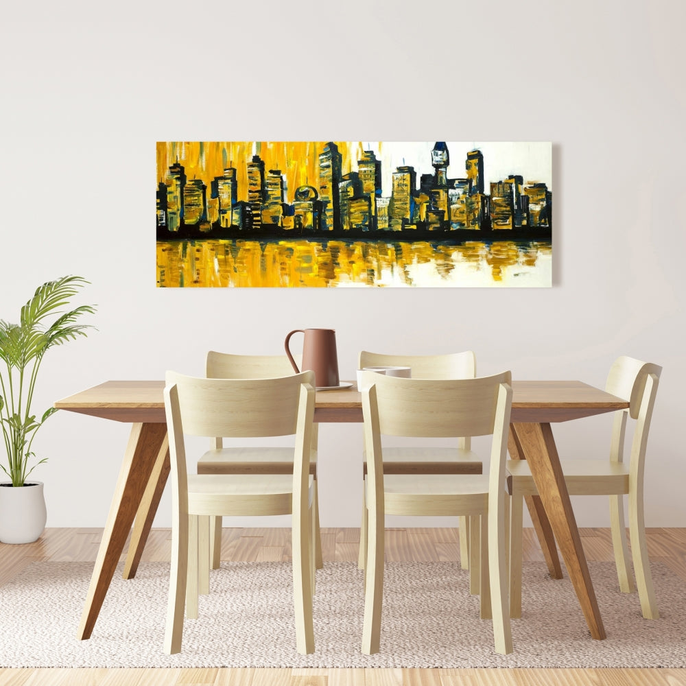 Toile Ville Jaune - Décoration murale contemporaine pour chambre à coucher