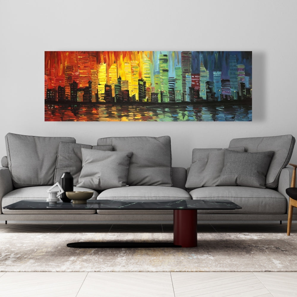 City with Color Tones | Cities Blue Building Canvas - Home Decor