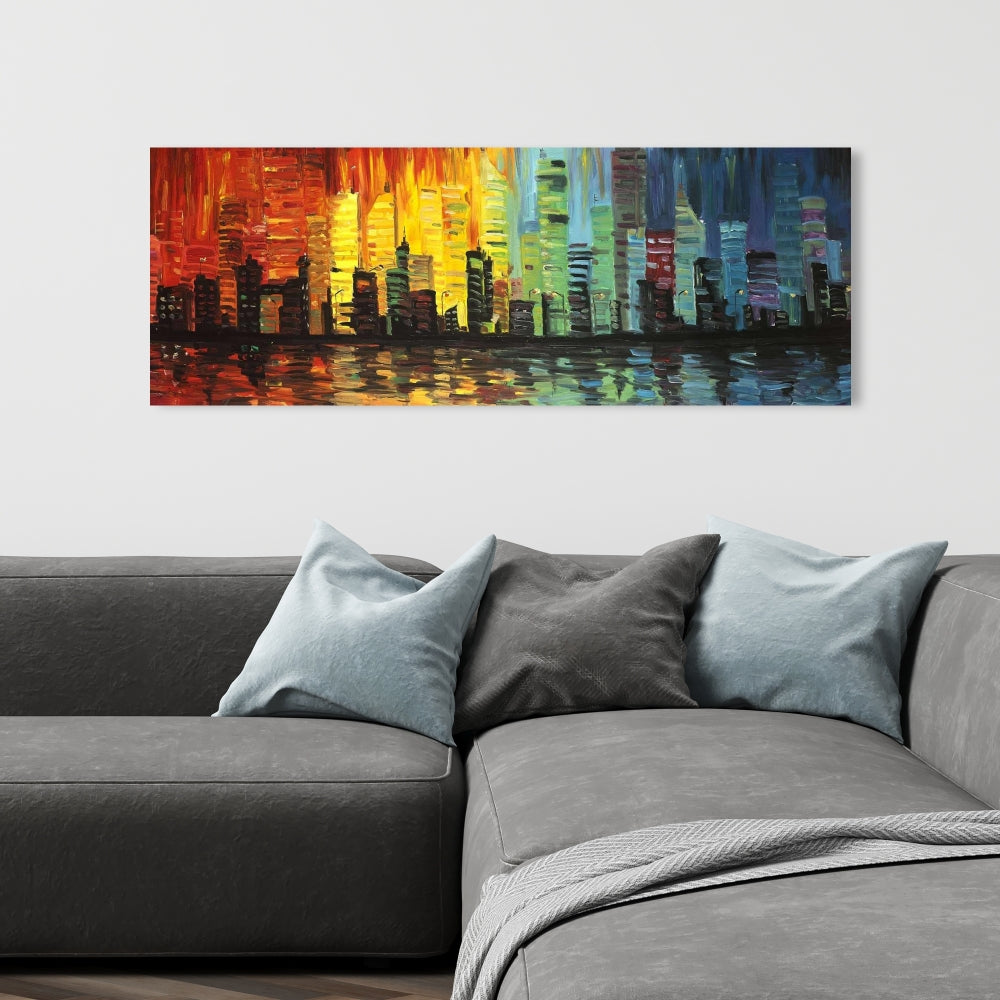 City with Color Tones | Cities Blue Building Canvas - Home Decor