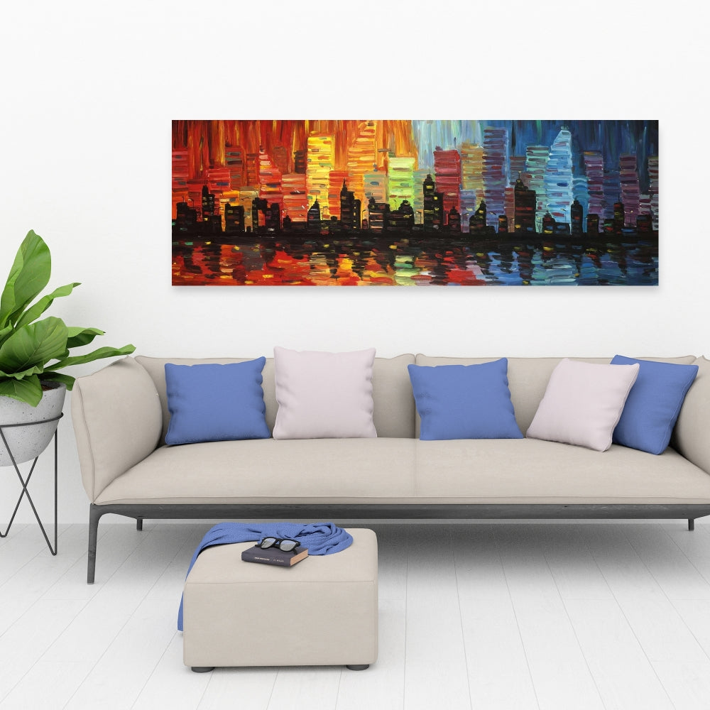 Colorful Cityscape Canvas | Modern Home Decor Wall Art