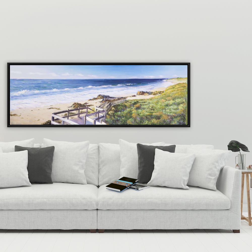 Toile romantique bleue | Décoration d'intérieur « Marchez jusqu'à la plage »