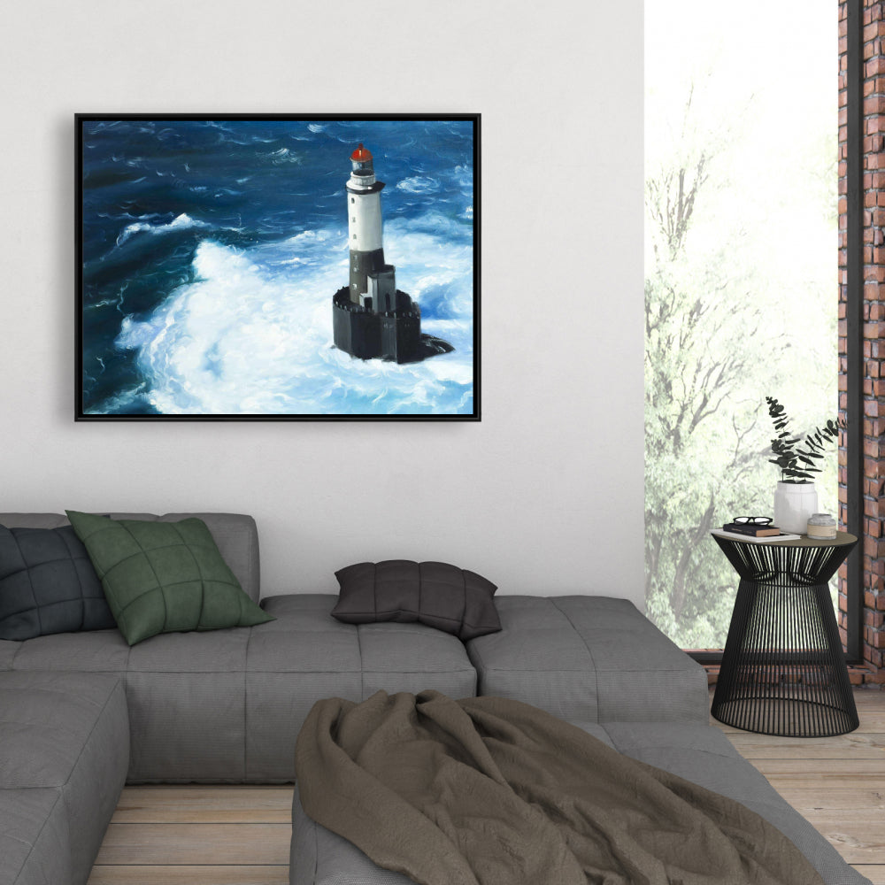 Unleashed Waves on a Lighthouse Canvas | Coastal Home Decor