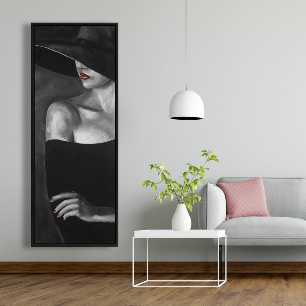 Femme mystérieuse au chapeau | Toile romantique | Décoration d'intérieur