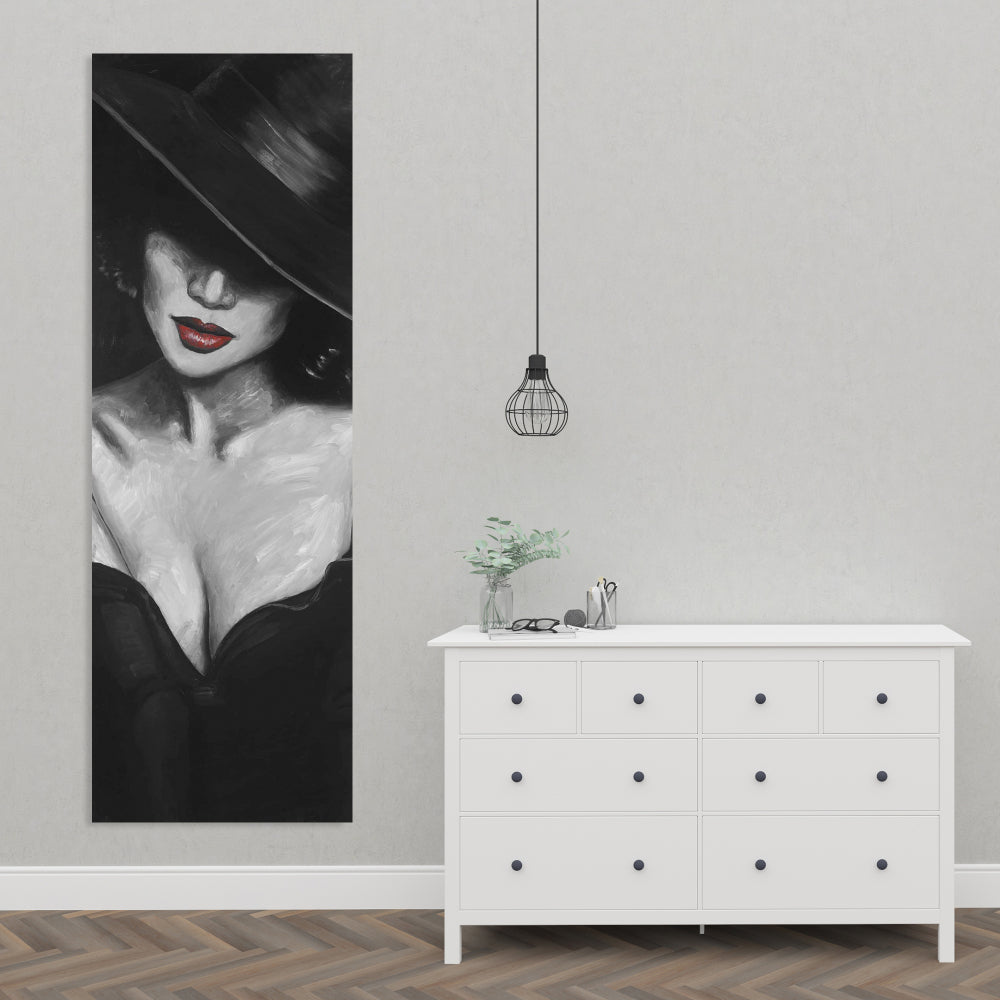 Romantic Bedroom Canvas - Mysterious Red Lips Lady Decor