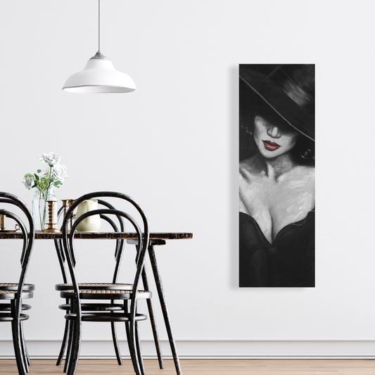 Romantic Bedroom Canvas - Mysterious Red Lips Lady Decor