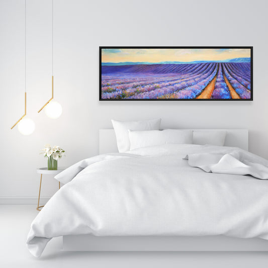 Toile botanique « Champs de lavande » pour chambre à coucher | Décoration d'intérieur contemporaine