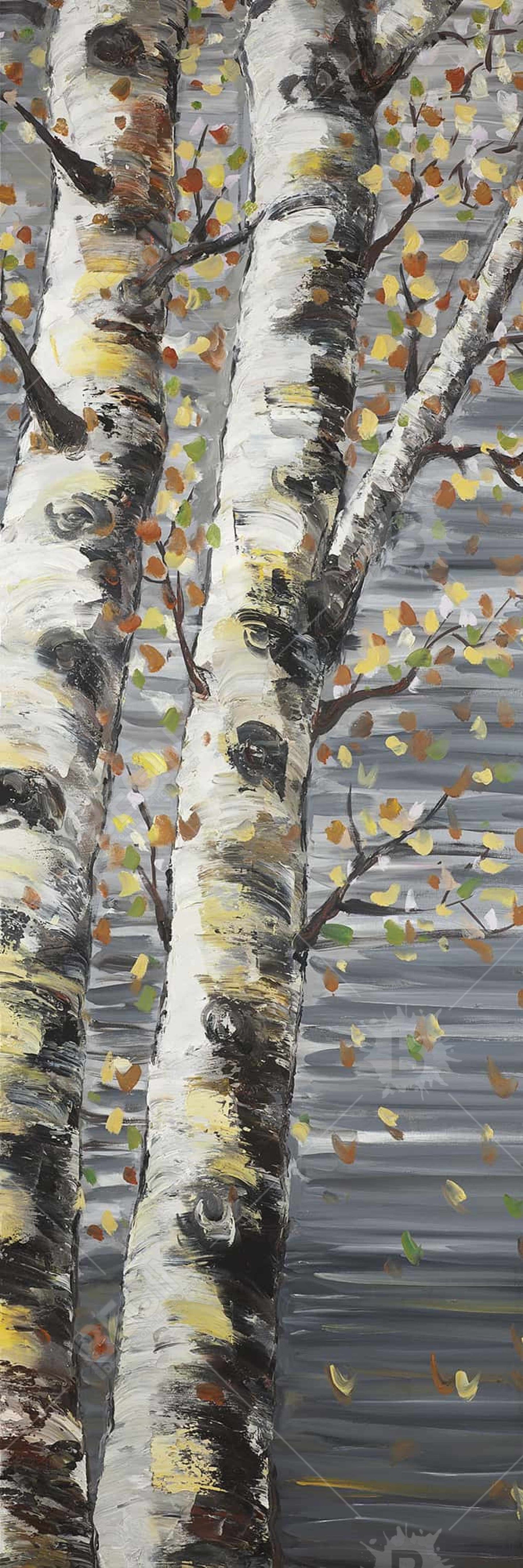 Budding White Birches Canvas | Contemporary Tree Art Decor