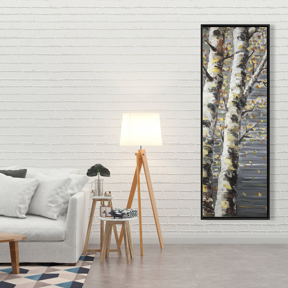 Gray Contemporary Trees Framed Canvas - Budding White Birches