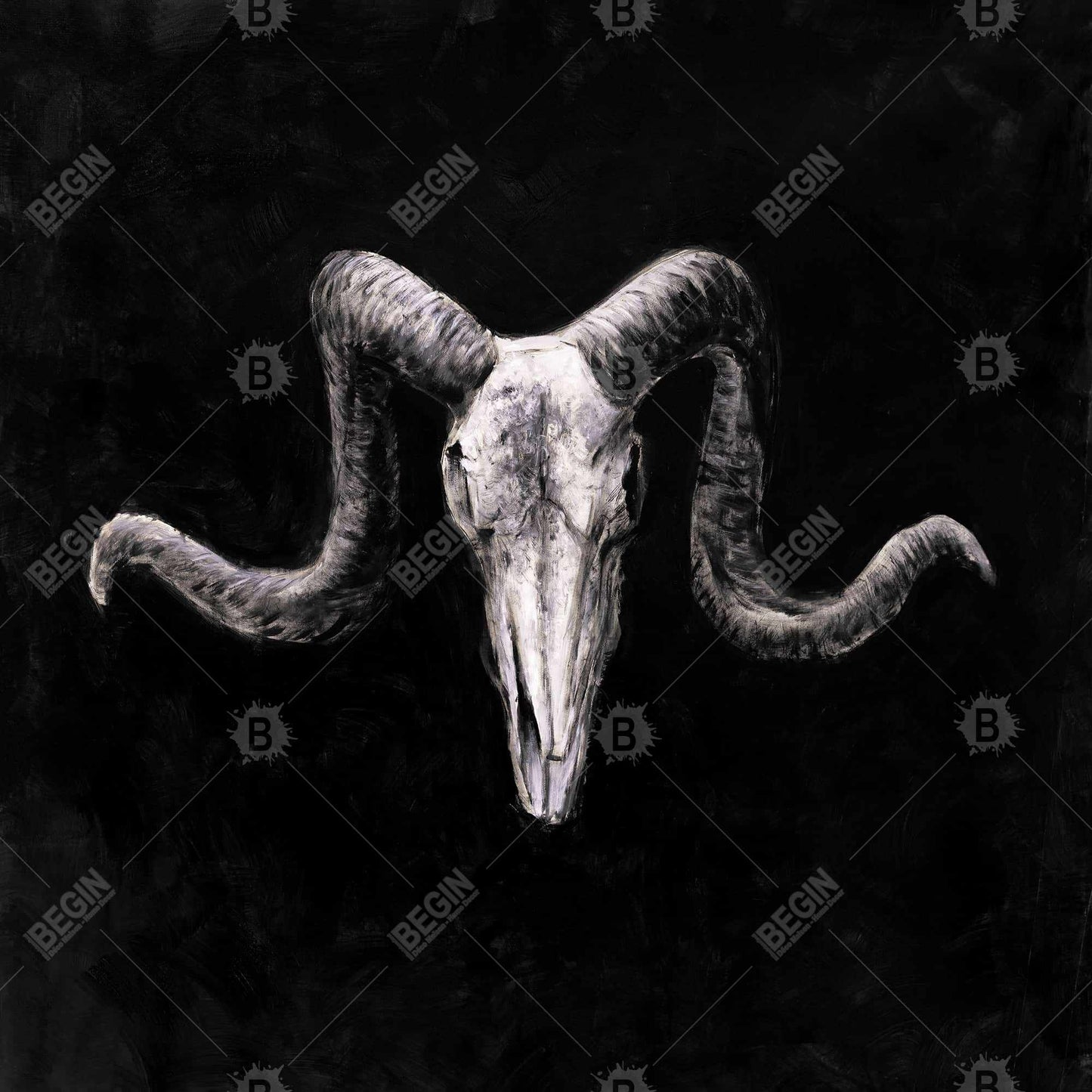 Gray Animals Bedroom Canvas - Skeleton Skulls Grunge Decor
