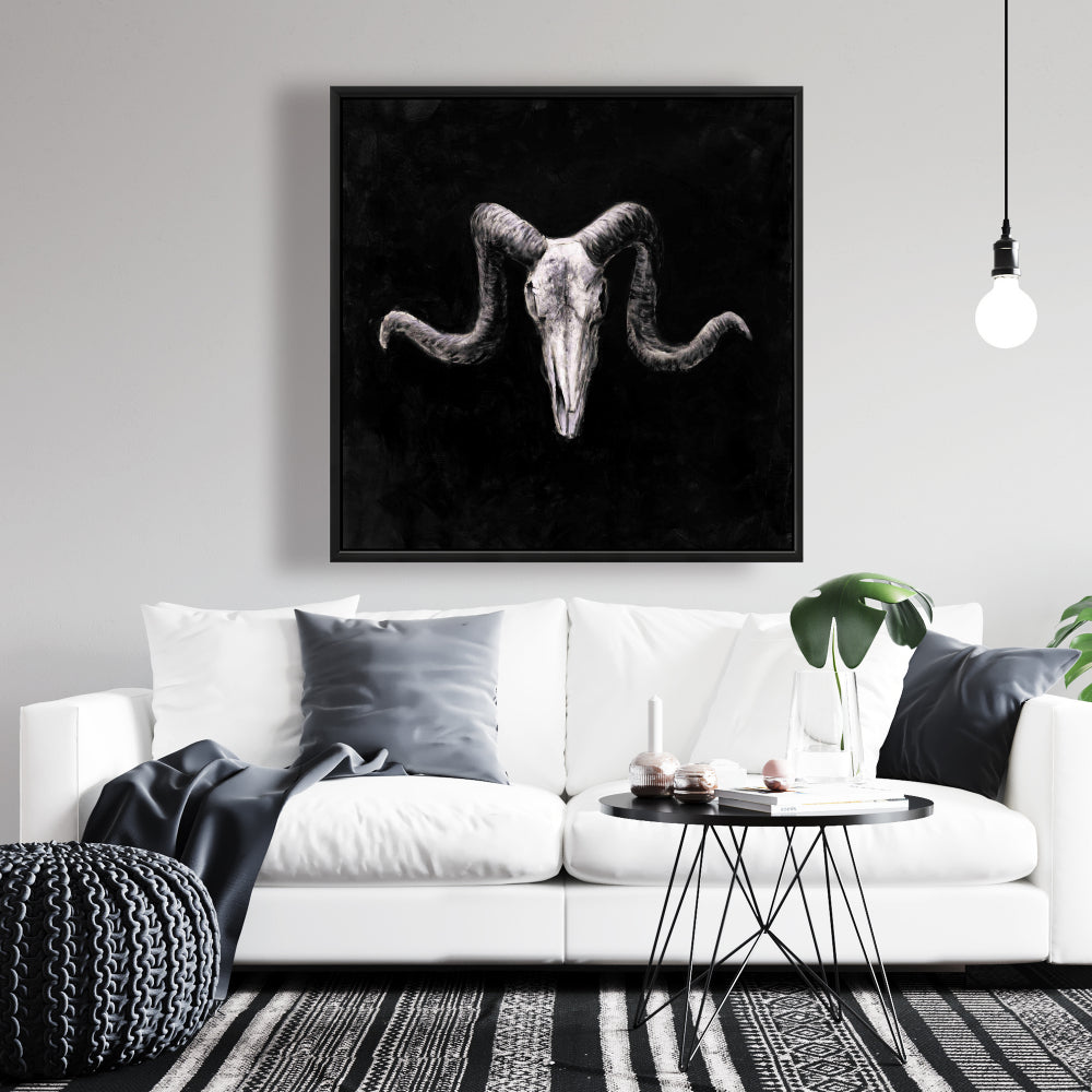 Gray Animals Bedroom Canvas - Skeleton Skulls Grunge Decor